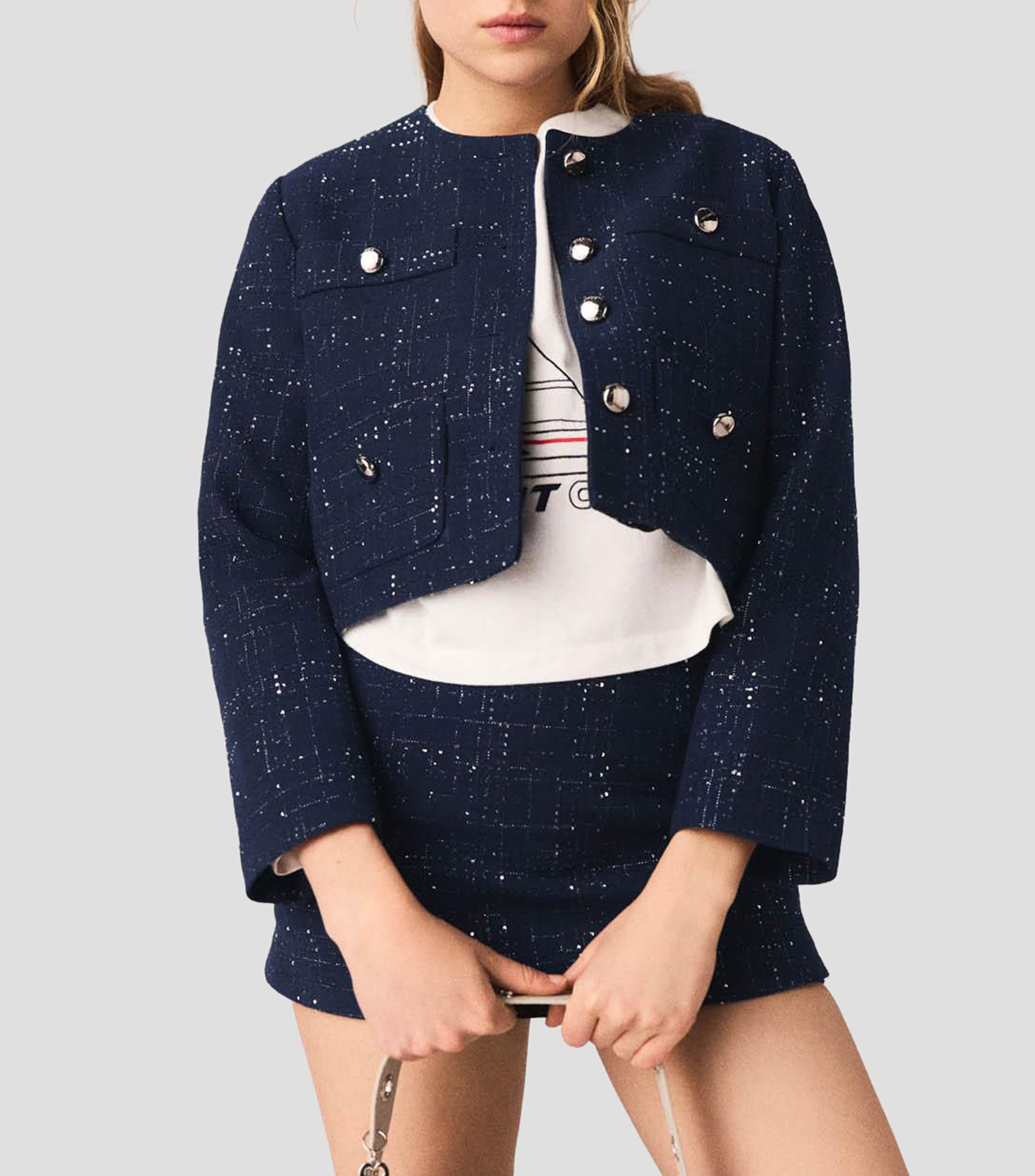 Saco con microdiseños Mujer